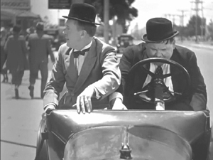 Laurel and Hardy in a scene from the movie Going Bye-Bye!