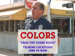 Title card from the High Top Chase scene from the movie Colors starring Sean Penn and Robert Duvall.