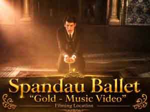 Title card from the filming locations video of the music video Gold by Spandau Ballet.